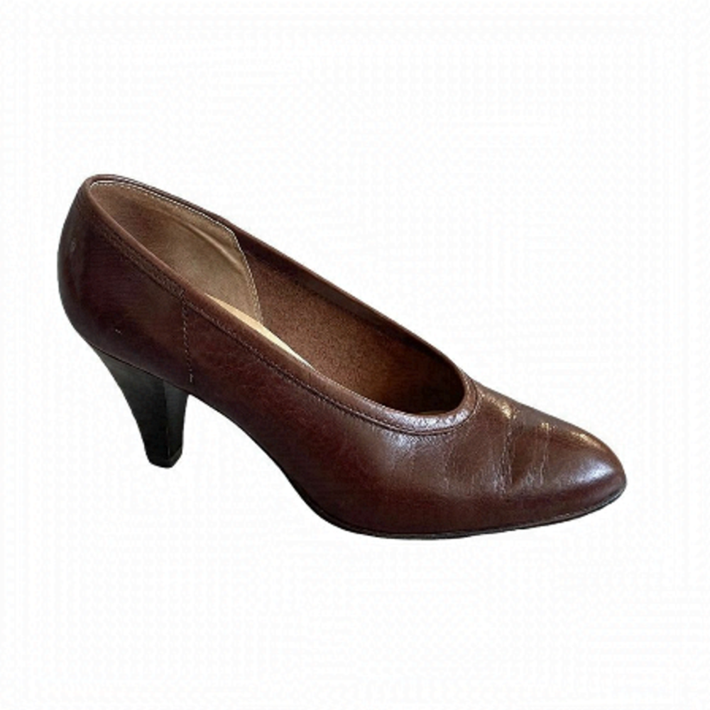 Bandolino Vintage Brown Leather Slip-On Pumps Shoes Heels Made In Italy 7